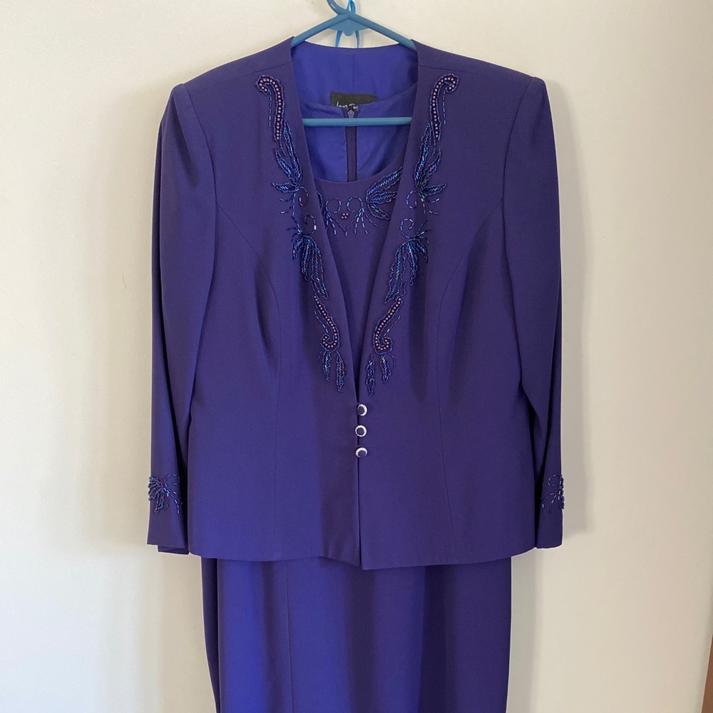 Women’s purple dress with matching coat